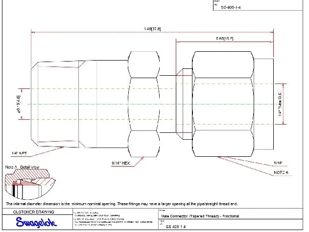 SS-400-1-4 sales drawing